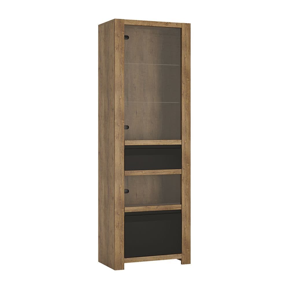 Santiago 1 door 1 drawer display cabinet in Lefkas Oak with matte black fronts